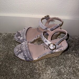 Purple Snake Print Wedges